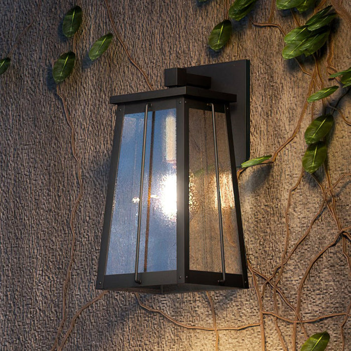 UEX1020 Craftsman Outdoor Wall Sconce 13''H x 7''W, Matte Black & Native Brass Finish, Athens Collection