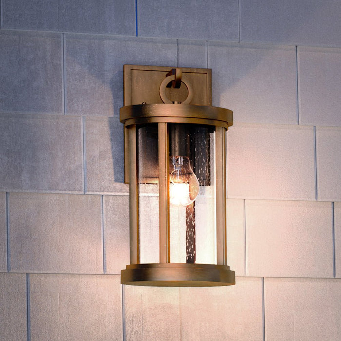 UEX1045 Nautical Outdoor Wall Sconce 14''H x 7''W, Antique Brass Finish, Rockland Collection