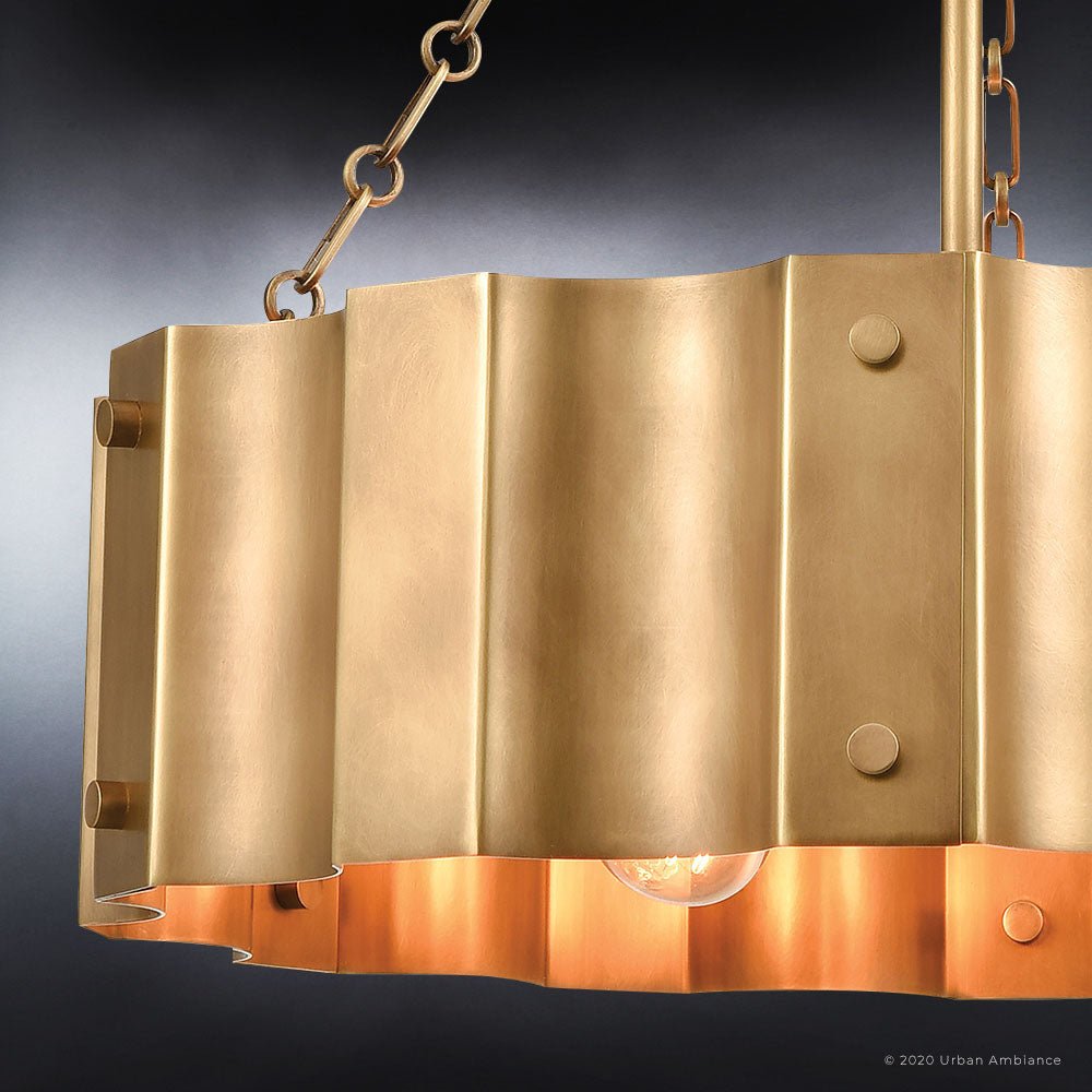 UEX2047 Lux Industrial Chandelier 23''H x 21''W, Native Brass Finish,  Claremore Collection