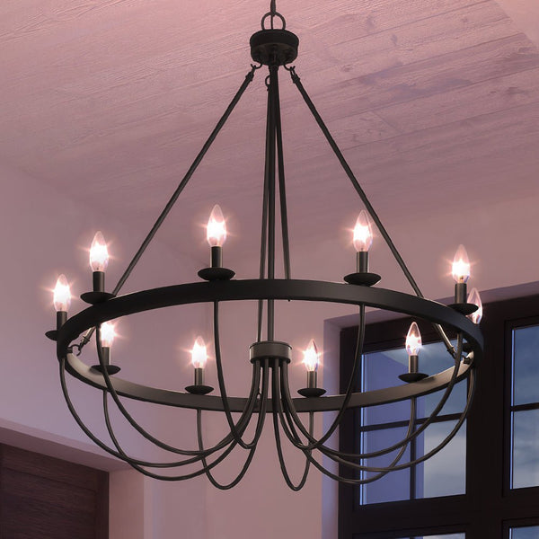 UEX2272 New Traditional Chandelier 39''H x 38''W, Black Finish 