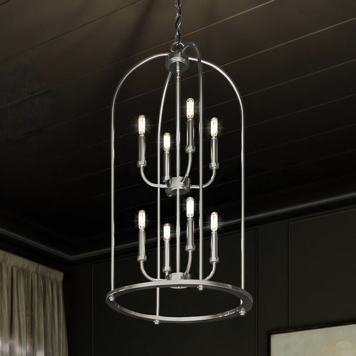 UHP3974 Modern Farmhouse Chandelier 33''H x 18''W, Brushed Nickel Finish, Armidale Collection