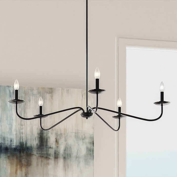 ULB2060 New Traditional Chandelier, 12''H x 41''W, Matte Black Finish, Lygos Collection