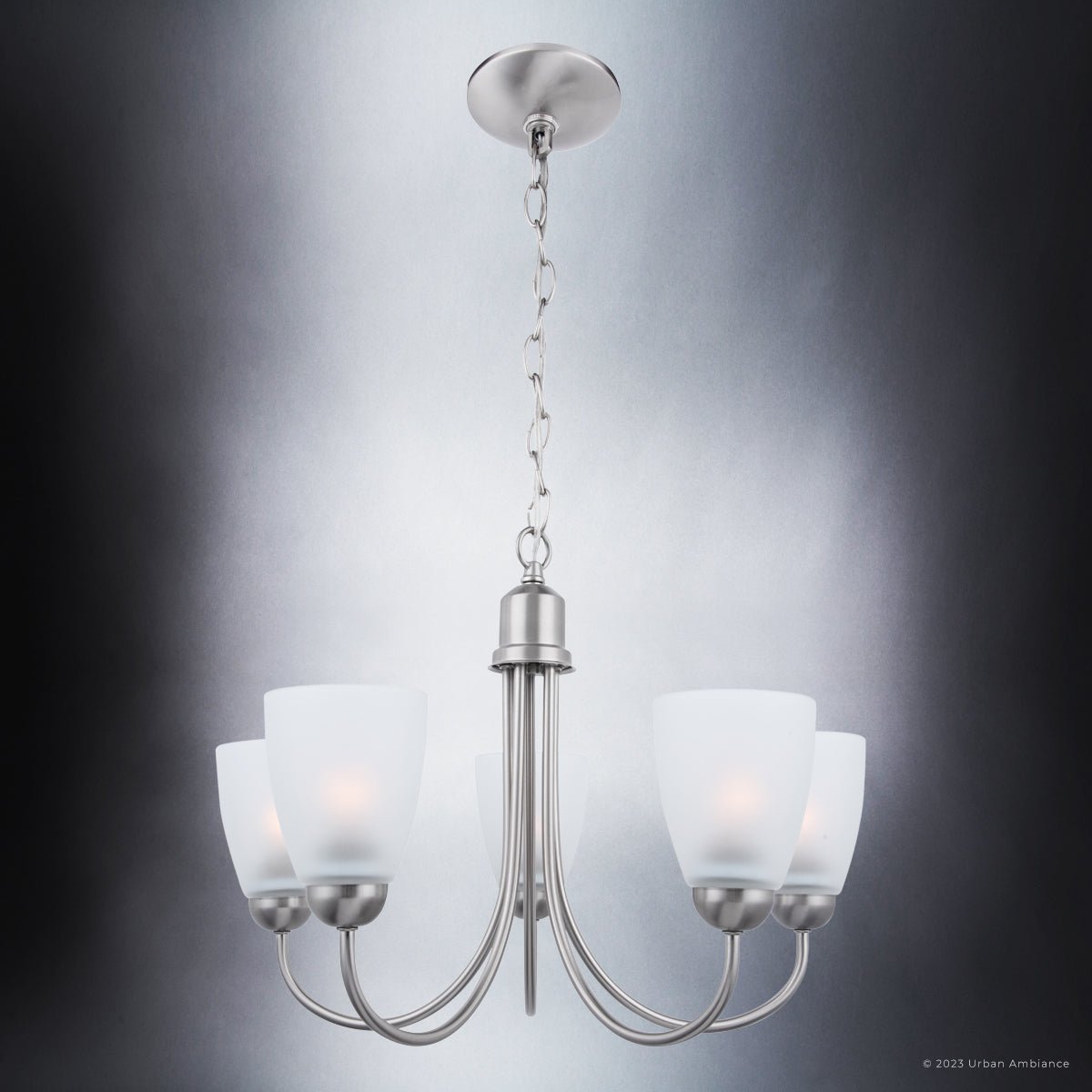 ULB2121 New Traditional Chandelier, 16''H x 20''W, Brushed Nickel Finish,  Teichos Collection