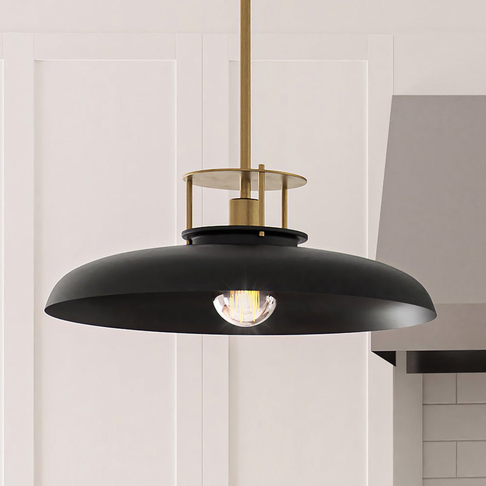 Luxury Transitional Pendant, 8''H x 20''W, Matte Black and Gold Finish, Westport Collection, by Urban Ambiance