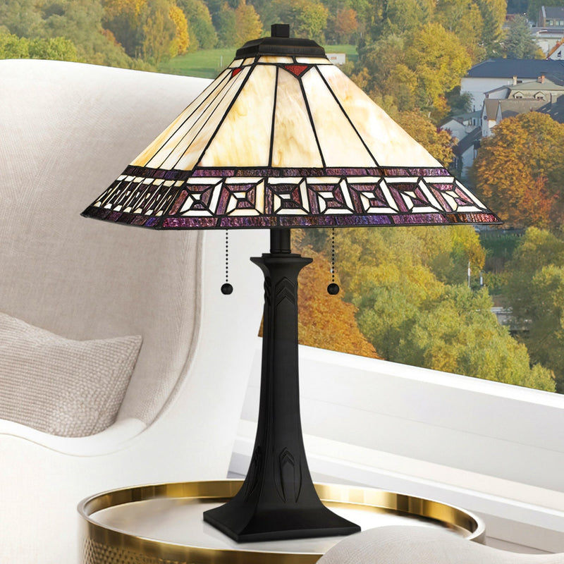 Mission Style 2-Light Tiffany Stained Glass Table Lamp ** 2 Design online Choices